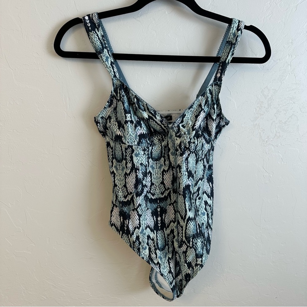Urban Outfitters Snake Print Bodysuit - Black and Gray